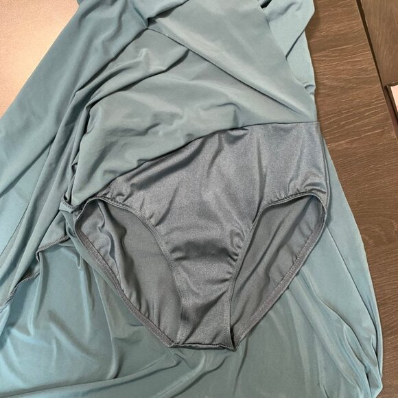 Weissman Blue Cowl Neck Matte Jersey Dress Dance Costume SA (Adult Small) - Picture 4 of 5